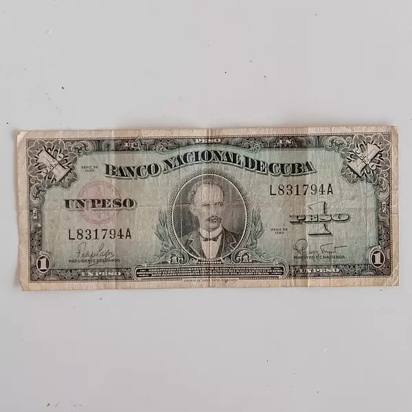 Billete Cubano 1 Peso 1960