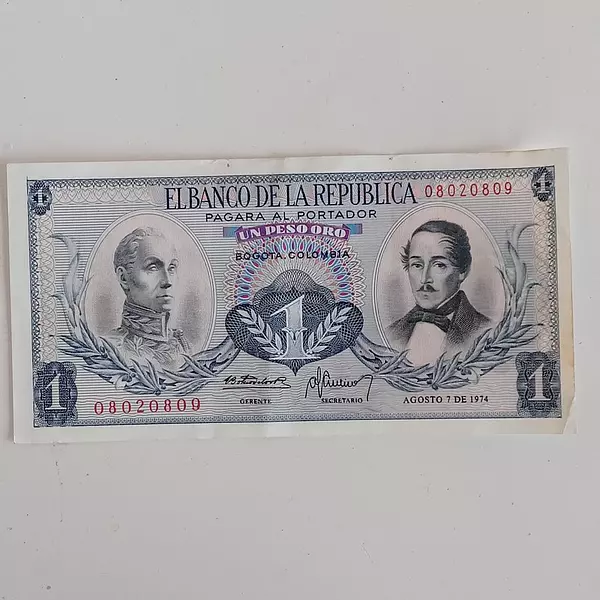 Billete Colombiano 1 Peso Oro 1966