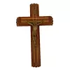 Crucifijo De Cedro Doble Cruz Y Cristo Metálico